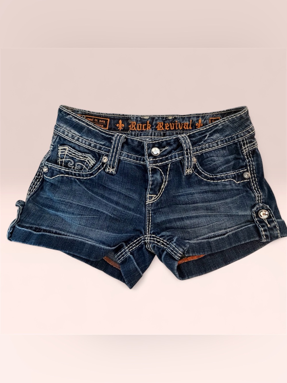 Rock Revival Women's Indigo Distressed Denim Shorts Size 26